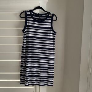 Talbots navy striped medium sized dress.